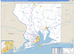 Pensacola-Ferry Pass-Brent Metro Area Wall Map Basic Style 2026